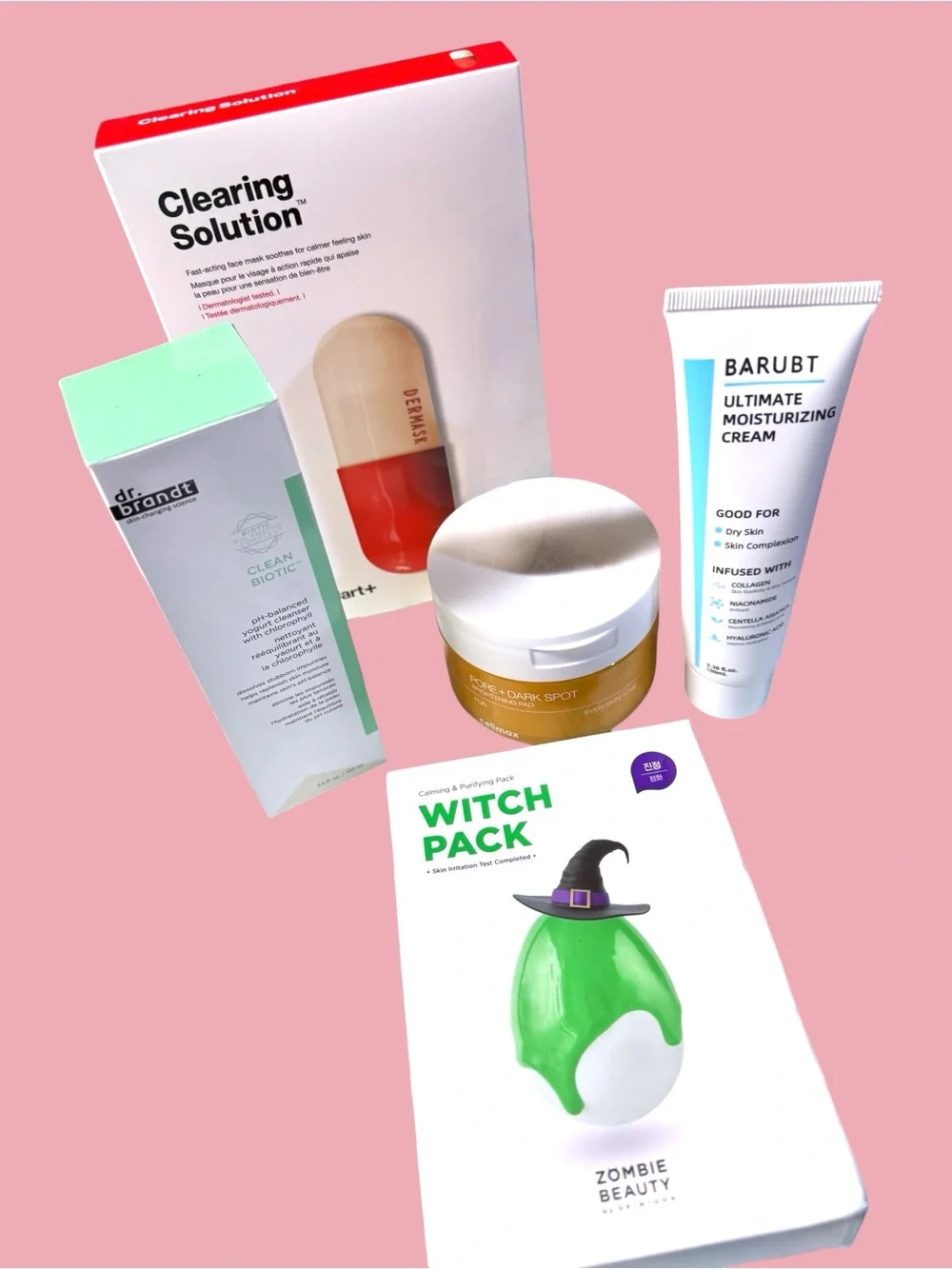 5 Pc Full Size Skincare Bundle Dr. Brandt Dr.Jart+ Celimax SKIN1004 Barubt $105